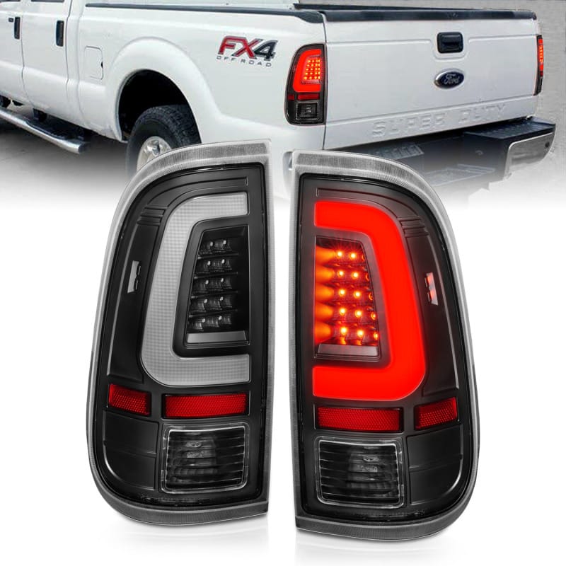 ANZO — ANZO 2008-2016 Ford F-250 LED Taillights Black Housing Clear Lens (Pair)
