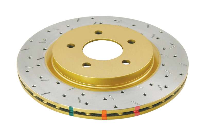 DBA — DBA 05-13 Ford Mustang GT/V6 Rear Drilled & Slotted 4000 Series Rotor w/ Gold Hat
XS 4000 Series
Brake Rotor