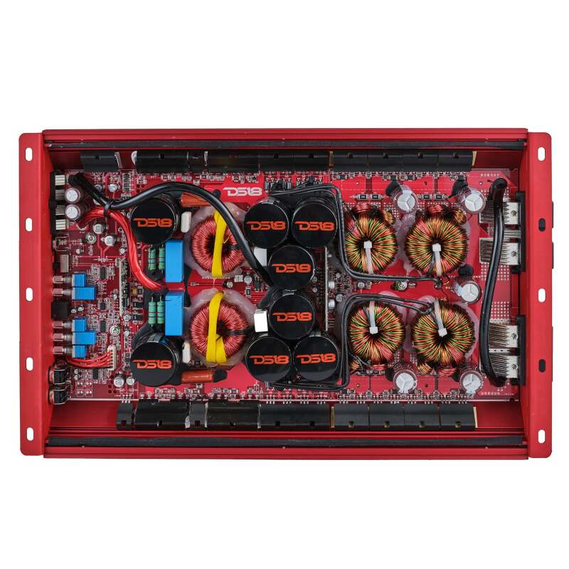 DS18 — DS18 1-Channel Amp 9200 Burst/0.5ohm 5000/1ohm 3500/2ohm 2200/4ohm Watts RMS w/ Voltmeter Red