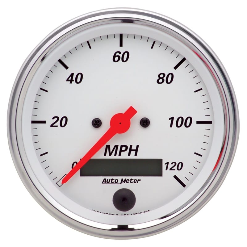 AutoMeter — Autometer Arctic White 3 3/8in 0-120 MPH Electronic Speedometer w/ LCD ODO Gauge
3.4" SPD ELE LCD AW