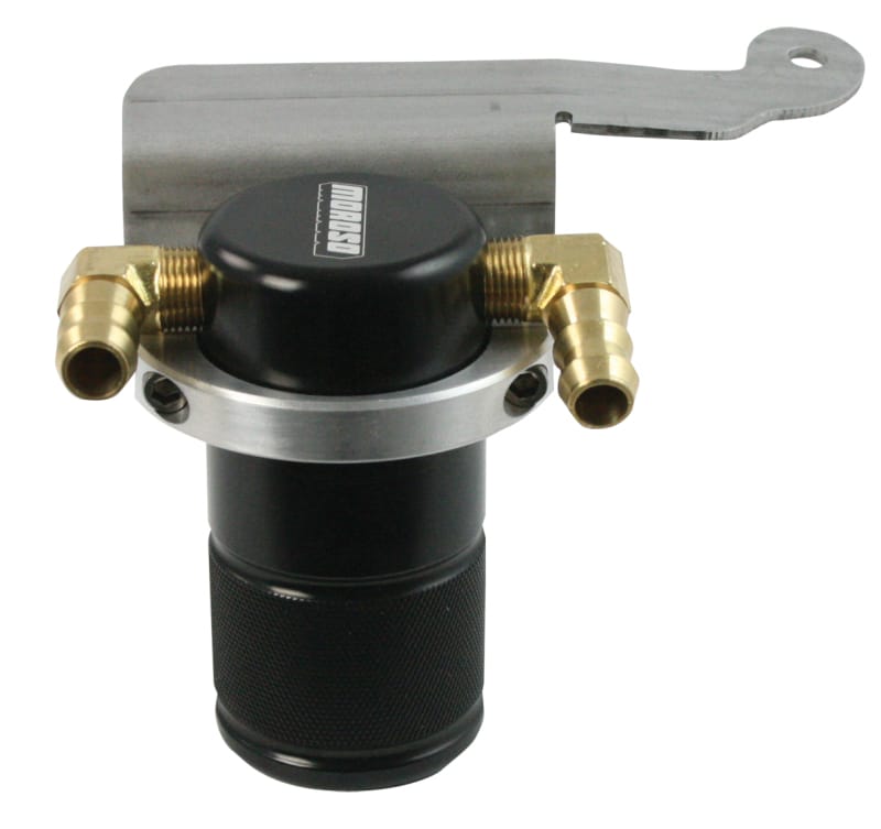 Moroso — Moroso 11-14 Ford Mustang V6 Air/Oil Separator Catch Can - Small Body - Billet Aluminum - Black