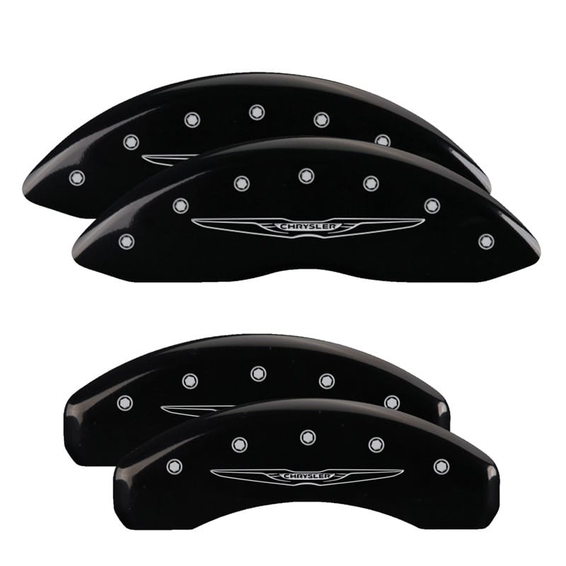 MGP — MGP 4 Caliper Covers Engraved Front & Rear Style 2/Chrysler Wing Black finish silver ch
Caliper Covers