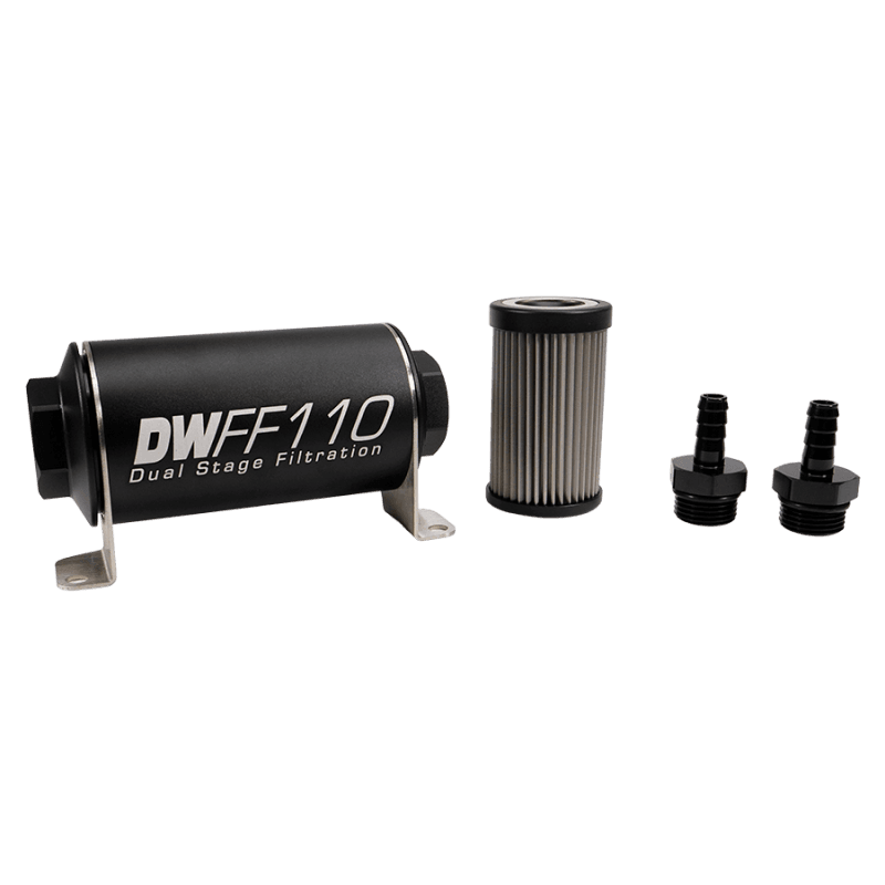 DeatschWerks — DeatschWerks Stainless Steel 3/8in 40 Micron Universal Inline Fuel Filter Housing Kit (110mm)
Filtration