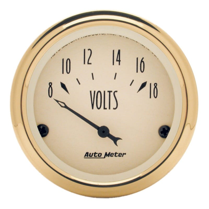 AutoMeter — AutoMeter Golden Oldies 2-1/16in 18V Voltmeter Gauge
2" VOLTMETER, 8-18 V
