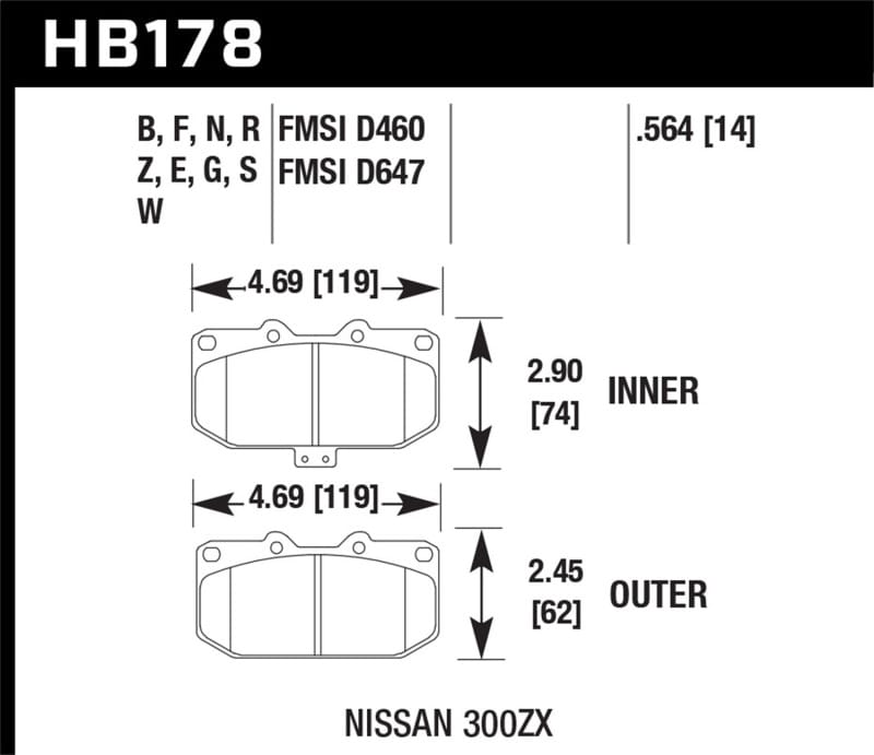 Hawk Performance — Hawk 90-96 Nissan 300ZX 3.0L 2+2 Front ER-1 Brake Pads
Disc Brake Pad