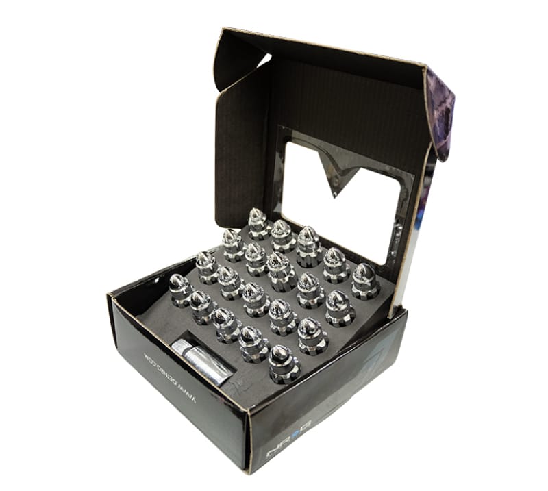 NRG — NRG 500 Series M12 X 1.5 Bullet Shape Steel Lug Nut Set - 21 Pc w/Lock Key - Silver