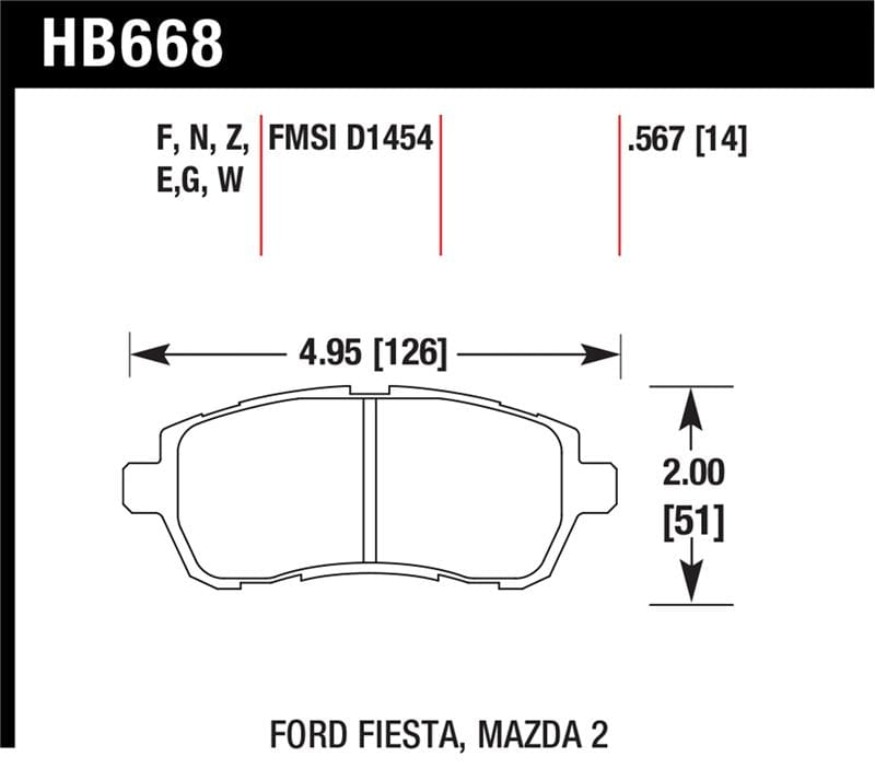 Hawk Performance — Hawk 11-12 Ford Fiesta S/SE/SEL / 11-12 Mazda 2 Sport/Touring DTC-60 Front Race Brake Pads
Disc Brake Pad