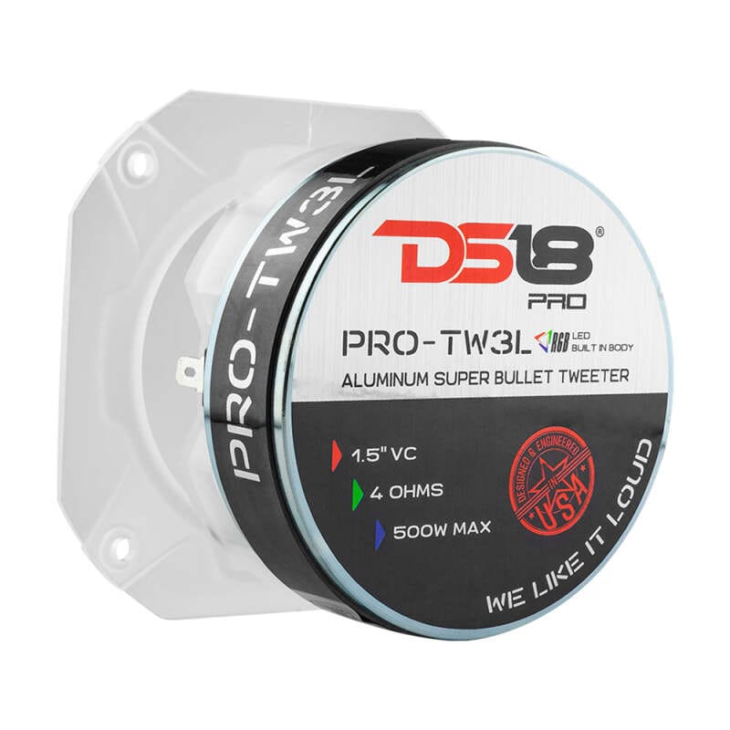 DS18 — DS18 4in Super Bullet Tweeter 250 Watts RMS 1.5in Titanium Vc 4 ohm RGB LED Lights
