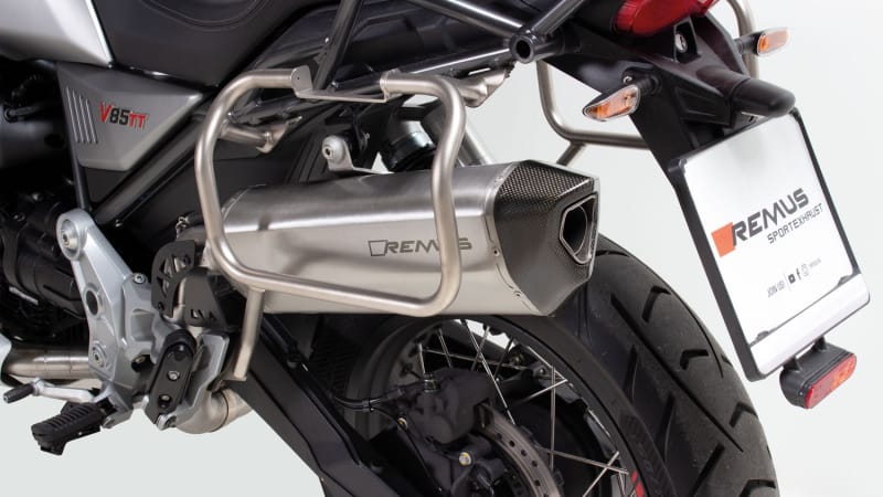 Remus — Remus 2019 Moto Guzzi Moto Guzzi V85 TT Black Hawk Stainless Steel Slip On w/Connection Tube
Remus 2019 Moto Guzzi V85 TT Black Hawk Stainless Steel Race Slip On