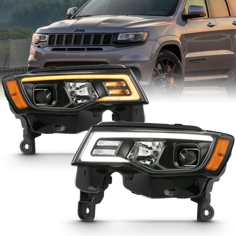ANZO — ANZO 2017-2018 Jeep Grand Cherokee Projector Headlights w/ Plank Style Switchback - Black w/ Amber
Projector Headlights
Head Light Set