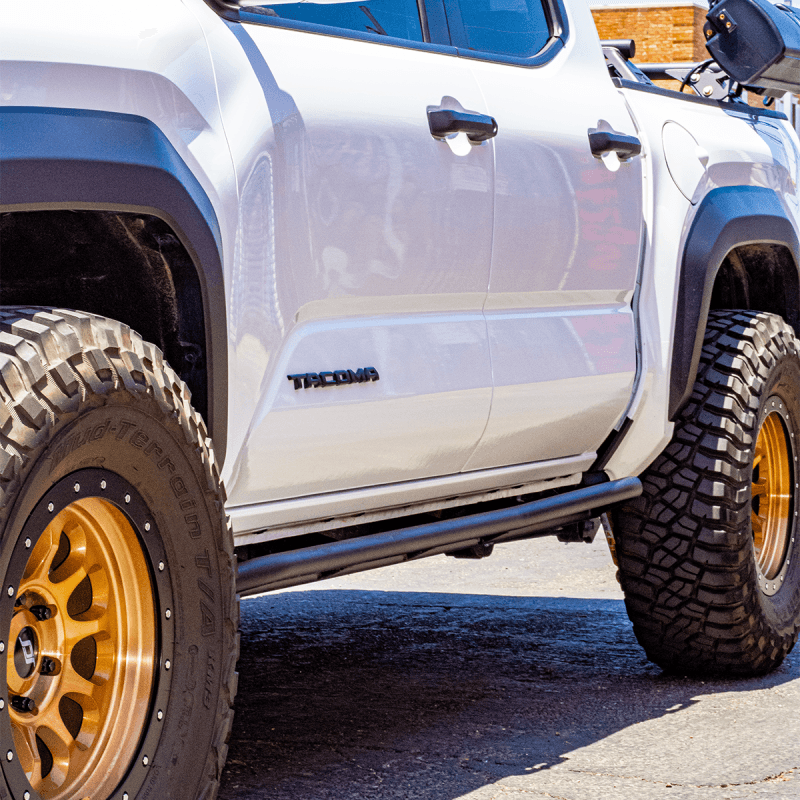 Cali Raised LED — Cali Raised 2024+ Toyota Tacoma Trail Edition Rock Sliders - Double Cab Short Bed/No Kick Out/Raw