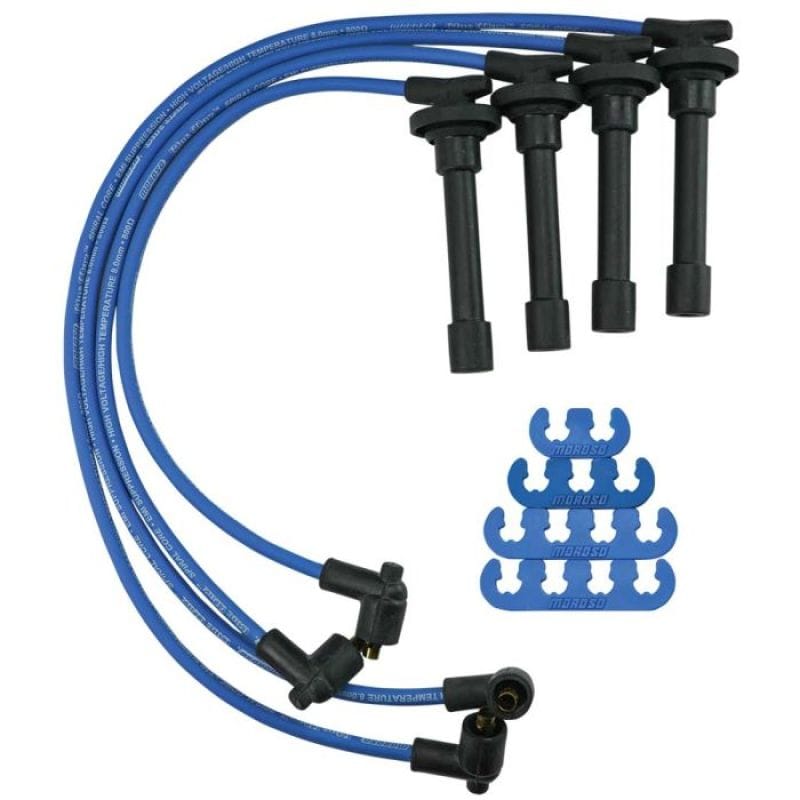 Moroso — Moroso Custom Ignition Wire Set - Blue Max - Spiral Core - Colored High Temp Wire Separators - Blue