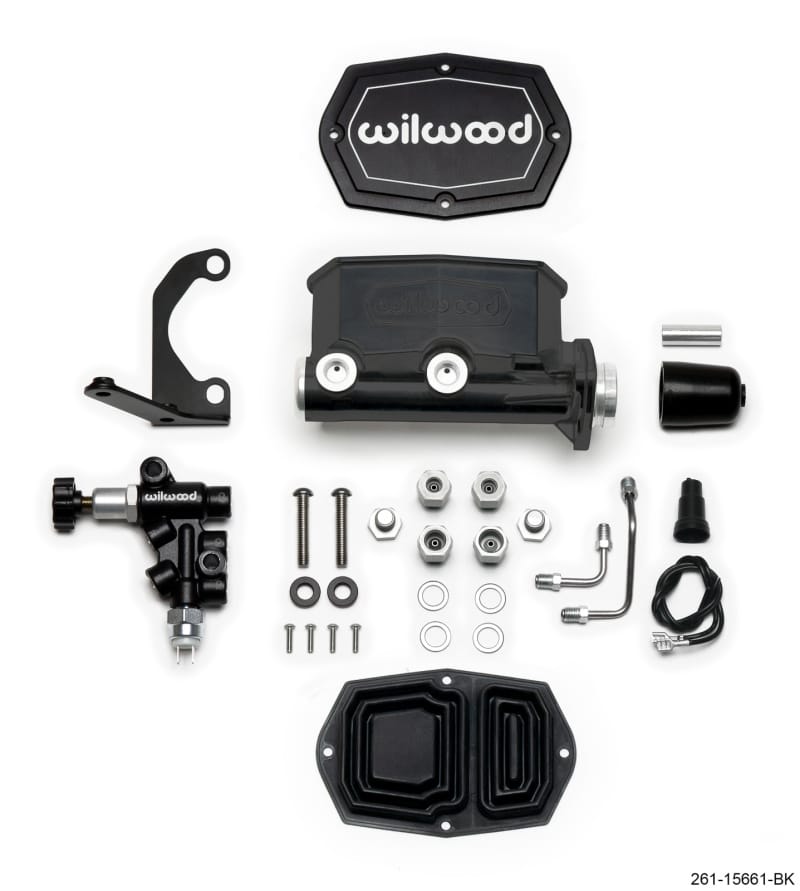 Wilwood — Wilwood Compact Tandem M/C - 1in Bore w/RH Bracket and Valve - Black
M/C,TANDEM KIT
