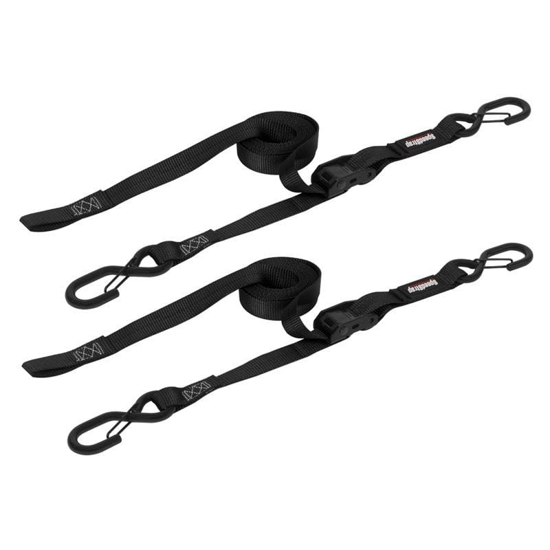SpeedStrap — SpeedStrap 1In x 10Ft CAM-Lock Tie Down w/ Snap FtSFt Hooks (2 Pack) - Black