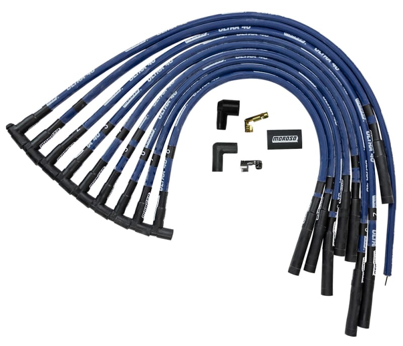 Moroso — Moroso Chevrolet Big Block Ignition Wire Set - Ultra 40 - Sleeved - HEI - Straight - Blue