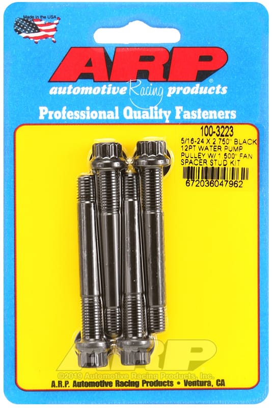 ARP — ARP 5/16-24 X 2.750 black 12pt water pump pulley w/ 1.500in fan spacer stud kit