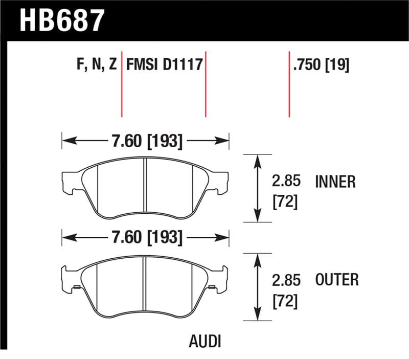 Hawk Performance — Hawk 04-10 Audi A8 Quattro / 07-11 S6 / 07-10 S8 / 04-06 VW Phaeton HPS Front Street Brake Pads
Disc Brake Pad
