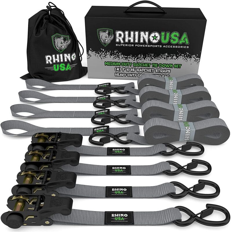 Rhino USA — Rhino USA Medium Duty Ratchet Strap Tie-Down 4-Pack (Gray)
Tie Strap