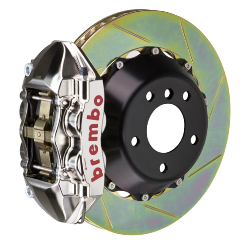 Brembo — Brembo 15-23 Mustang Rear GTR BBK 4 Piston Billet 380x28 2pc Rotor Slotted Type1 - Nickel