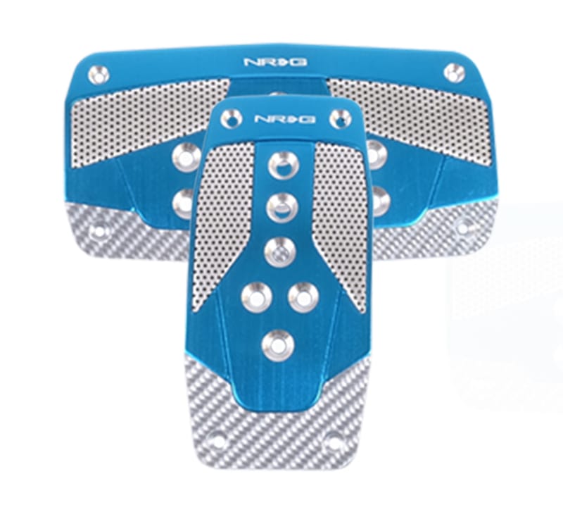 NRG — NRG Aluminum Sport Pedal A/T - Blue w/Silver Carbon