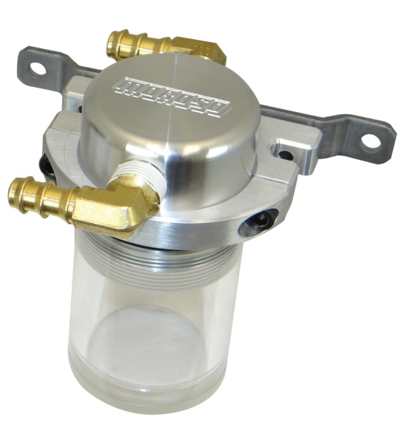 Moroso — Moroso Universal Air/Oil Separator Catch Can - Small Body w/o Drain - Billet Alum - Raw/Clear Bottom