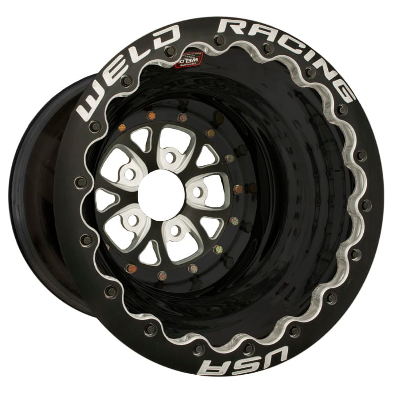 Weld — Weld V-Series 16x16 / 5x4.75 BP / 5in. BS Black Wheel - Black Double Beadlock
16x16'' V-Series DBL