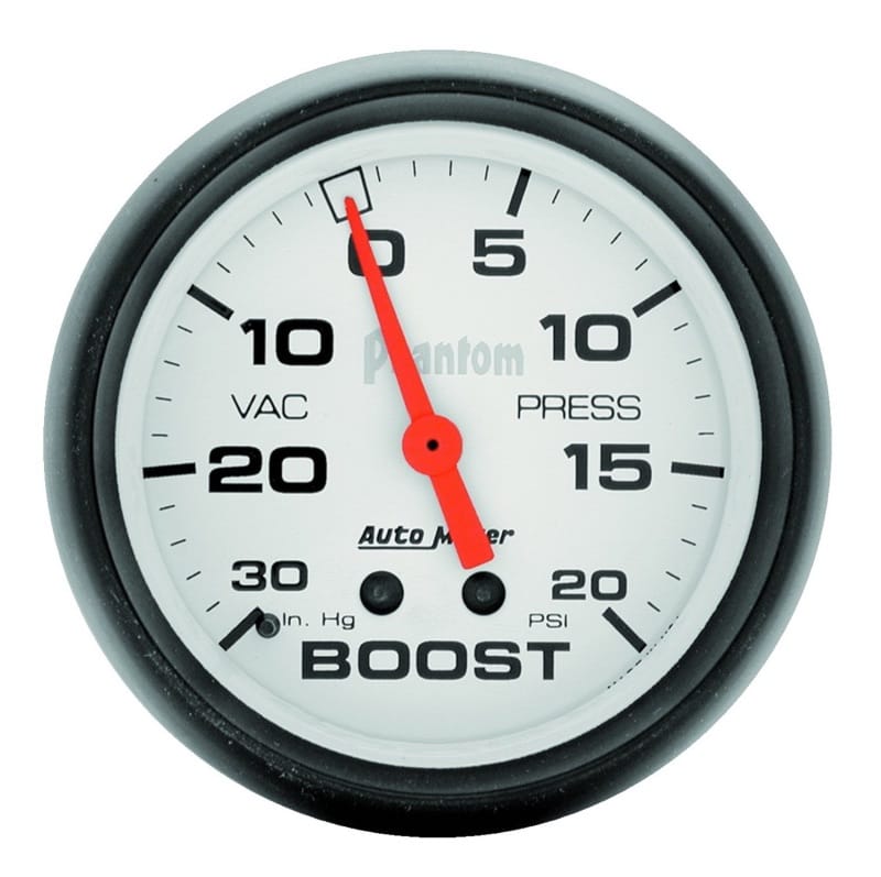 AutoMeter — AutoMeter Gauge Vac/Boost 2-5/8in. 30Inhg-20PSI Mechanical Phantom
2-5/8" BOOST-VAC, 30