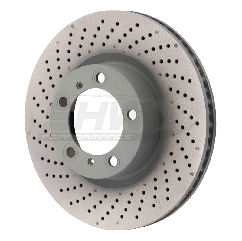 SHW Performance — SHW 09-16 Porsche 911 Carrera w/o Ceramic Brake Left Front Drill-Dimp MB Brake Rotor (99735140101)