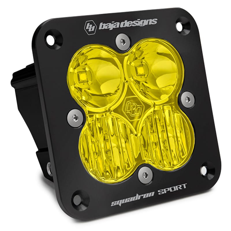 Baja Designs — Baja Designs Squadron Sport Driving/Combo Pattern Flush Mount Black LED Light Pod - Amber