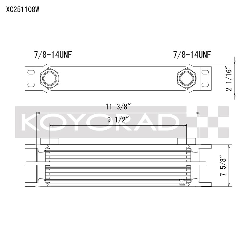 Koyo — Koyo 25 Row Oil Cooler 11.25in x 7.5in x 2in (AN-10 ORB provisions)
Racing Oil Cooler
