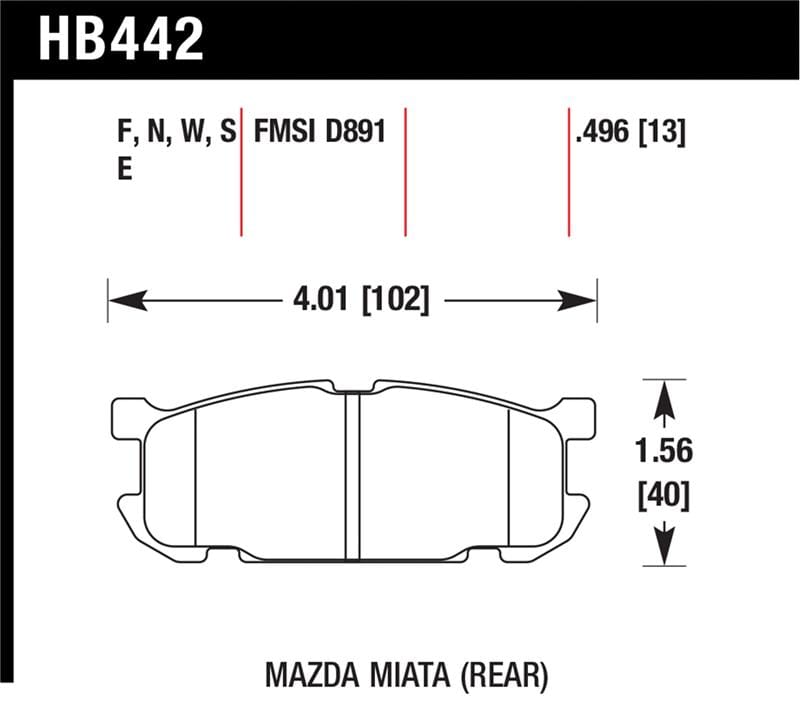 Hawk Performance — Hawk 01-02 Miata w/ Sport Suspension HPS Street Rear Brake Pads (D891)
Disc Brake Pad