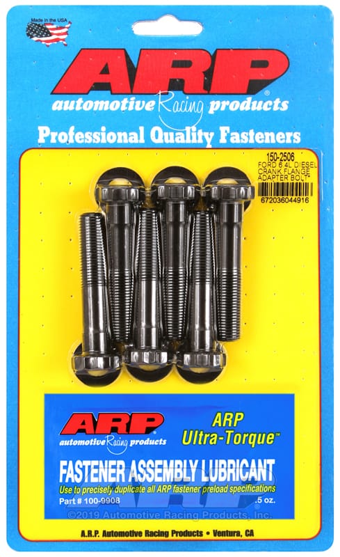 ARP — ARP Ford 6.4L Diesel Crank Flange Adapter Bolt Kit - 8740 Chrome Moly Black Oxide