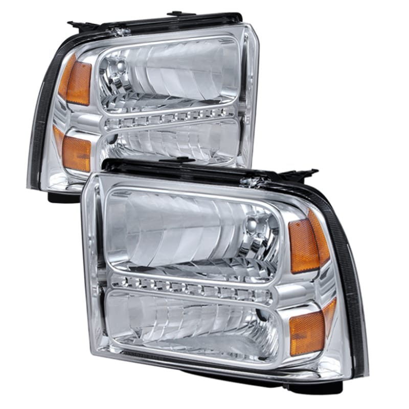 SPYDER — xTune Ford F250/350/450 Super Duty 05-07 Crystal Headlights w/ LED Chrome HD-JH-FS05-LED-C