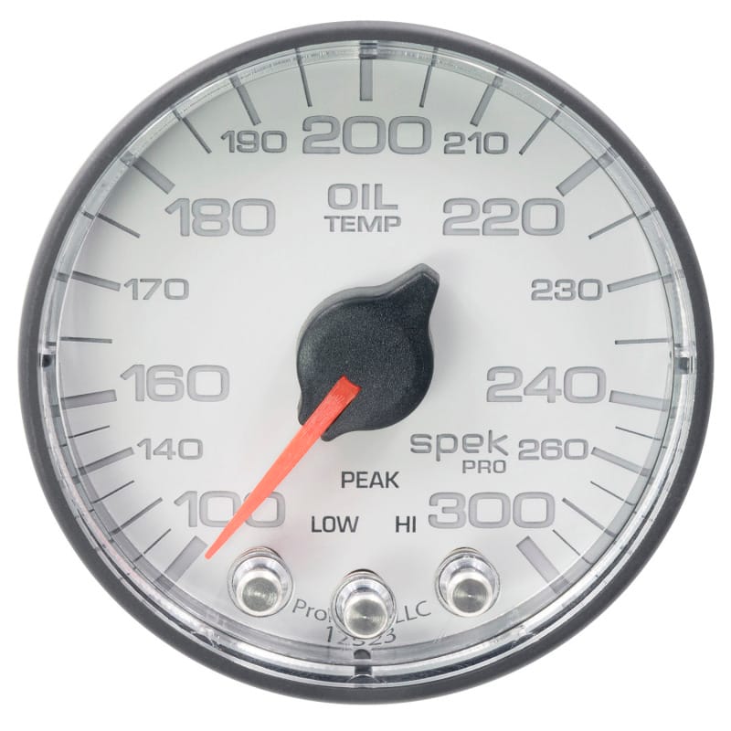 AutoMeter — Autometer Spek-Pro Gauge Oil Temp 2 1/16in 300f Stepper Motor W/Peak & Warn Wht/Blk
GA 2" OILT WFB SPEK
