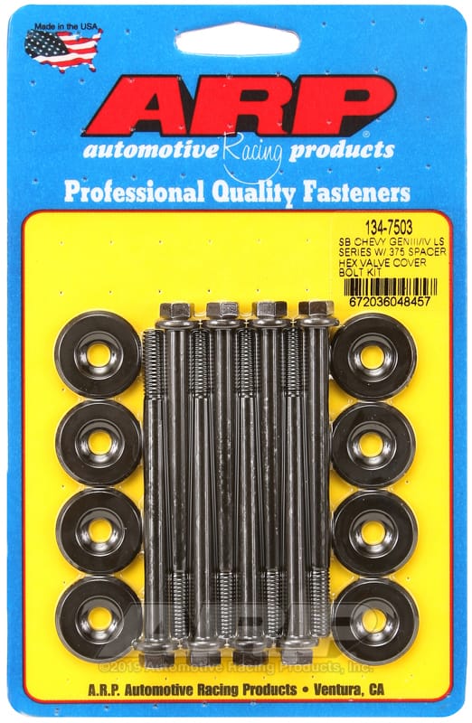 ARP — ARP Small Block Chevy GENIII/IV LS Series .375 Spacer Hex Valve Cover Bolt Kit - Black