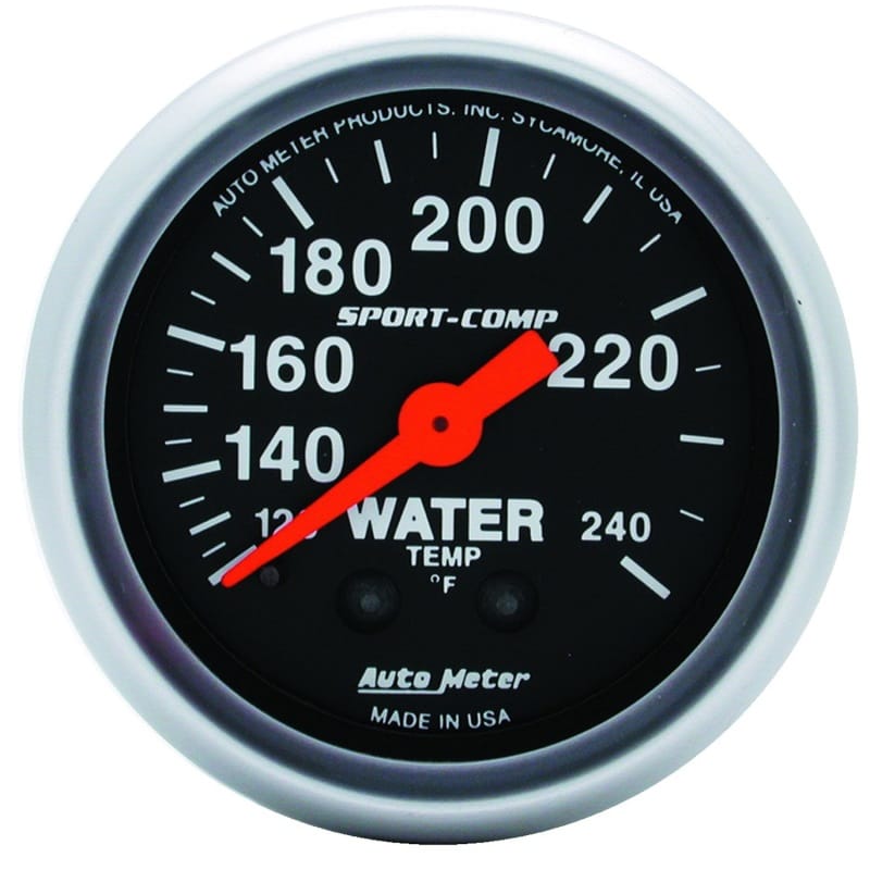 AutoMeter — Autometer 2-1/16in 120-240 Degree F Mechanical Water Temp Sport-Comp Gauge w/ 12ft Tubing
2" WATER TEMP, 120-2