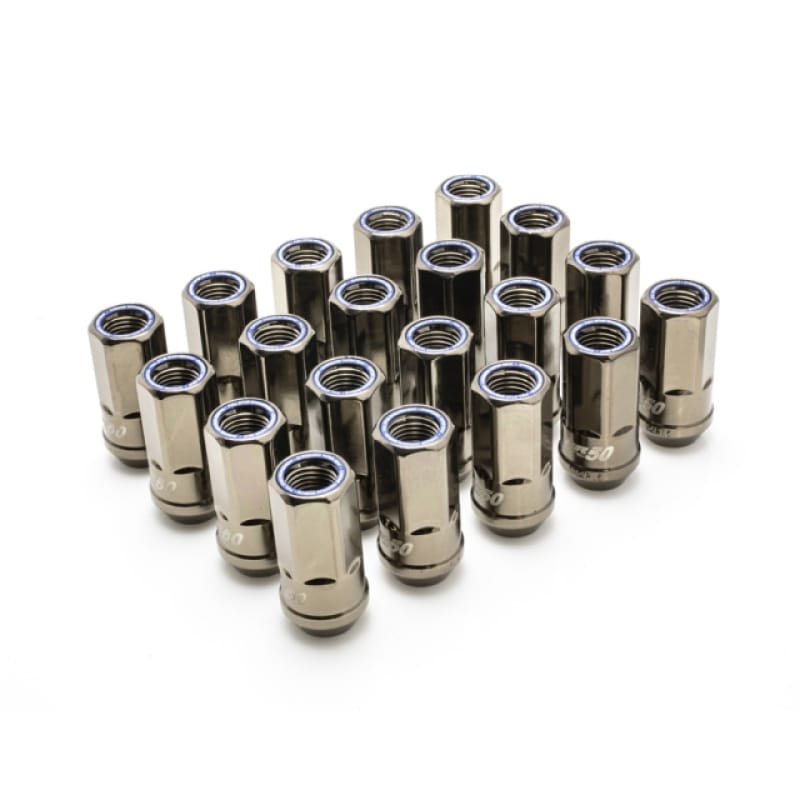 Wheel Mate — Wheel Mate Muteki HR50 Open End Lug Nuts - Titanium Chrome w/ Blue Ring 14x1.50