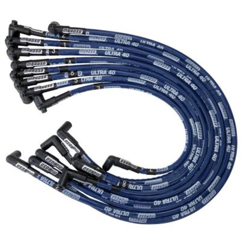 Moroso — Moroso Chevrolet Big Block Ignition Wire Set - Ultra 40 - Sleeved - Non-HEI - 90 Degree - Blue