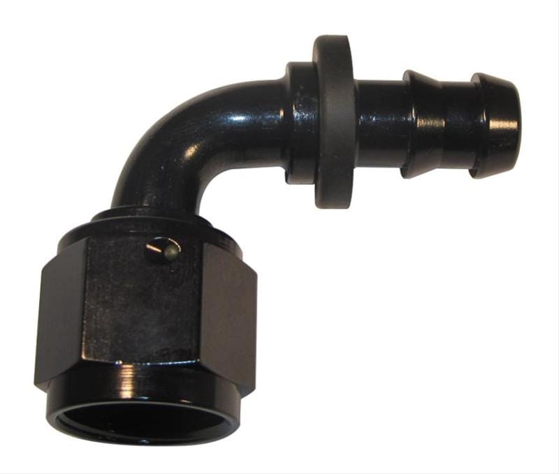 Fragola — Fragola -10AN Nut x -8AN 90 Degree Push-Lite Hose End For Fuel Cell Conversion - Black