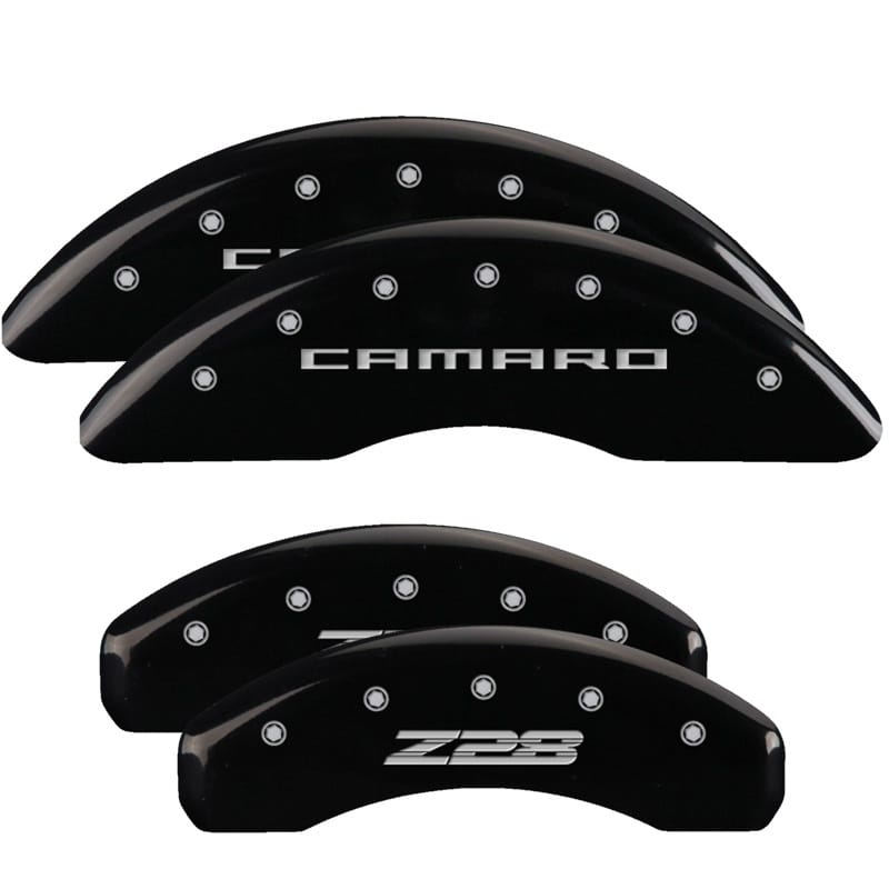 MGP — MGP 4 Caliper Covers Engraved Front Gen 5/Camaro Engraved Rear Gen 5/Z28 Black finish silver ch
Caliper Covers