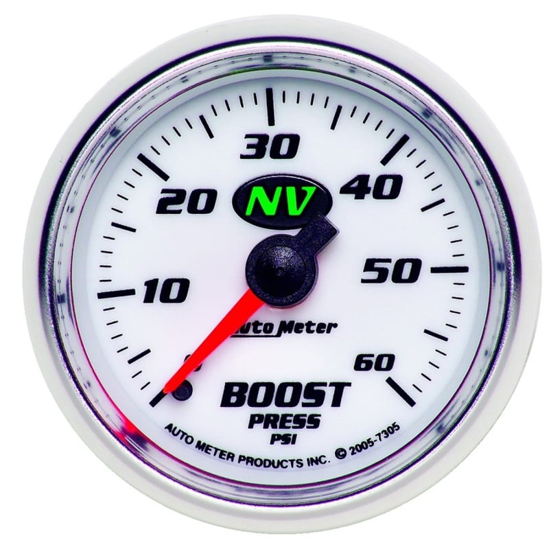 AutoMeter — Autometer NV 52mm 0-60 PSI Boost Mechanical Gauge
2-1/16" BOOST, 0-60
