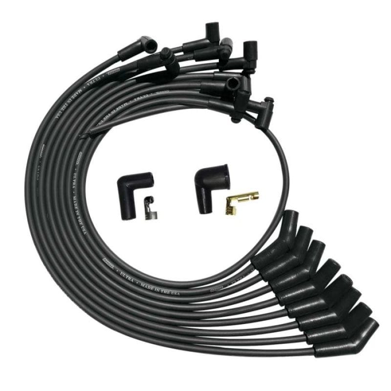 Moroso — Moroso SB Ford 260289302 135 Deg Plug Boots HEI Unsleeved Ultra Spark Plug Wire Set - Black