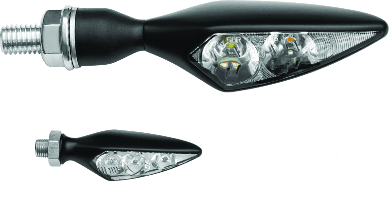 Kuryakyn — Rhombus S, Front Left/Rear Right, Amber LED, Clear Lens, Satin Black Housing