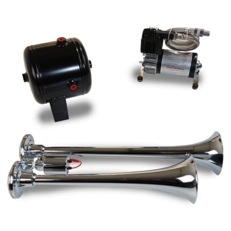 Kleinn Air Horns — Kleinn Dual Chrome Horn Kit w/ 120 PSI Air Compressor / 0.5 gal Air Tank
HK2 Dual Horn Kit