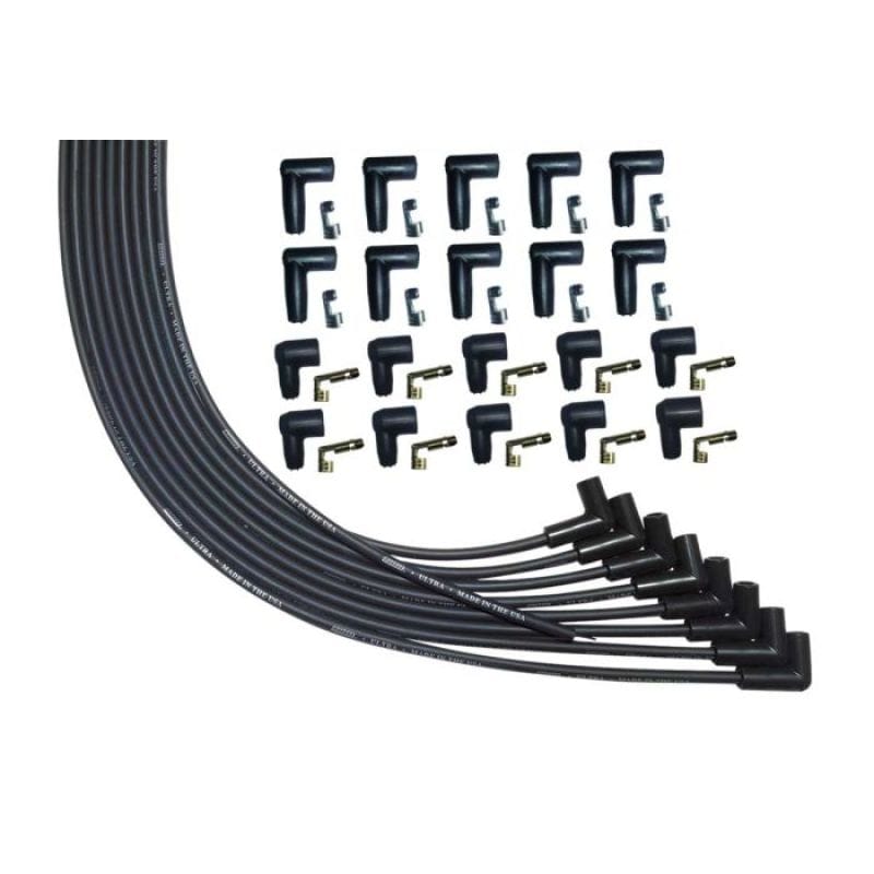 Moroso — Moroso Universal V8 90 Deg Plug Unsleeved HEI & Non-HEI 90 Ultra Spark Plug Wire Set - Black