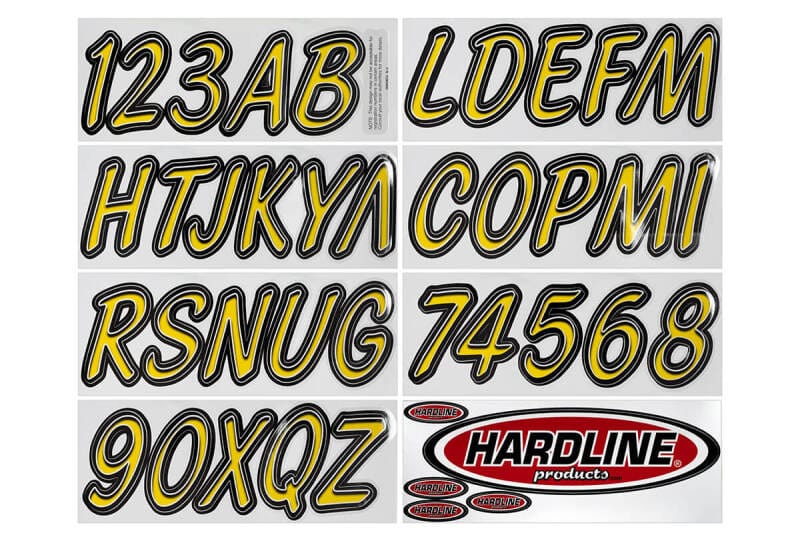 Hardline — Hardline Boat Lettering Registration Kit 3 in. - 400 Yellow/Black