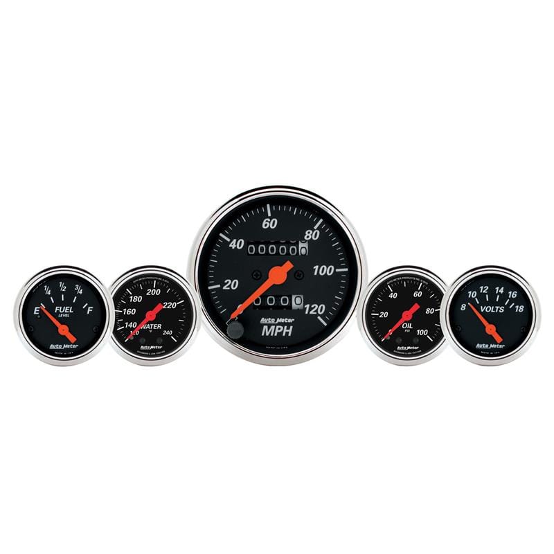 AutoMeter — AutoMeter Gauge Kit 5 Pc. 3-1/8in. & 2-1/16in. Mech. Speedo. Wtmp & Oilp Designer Blk
GA SET 5PC MECH DB