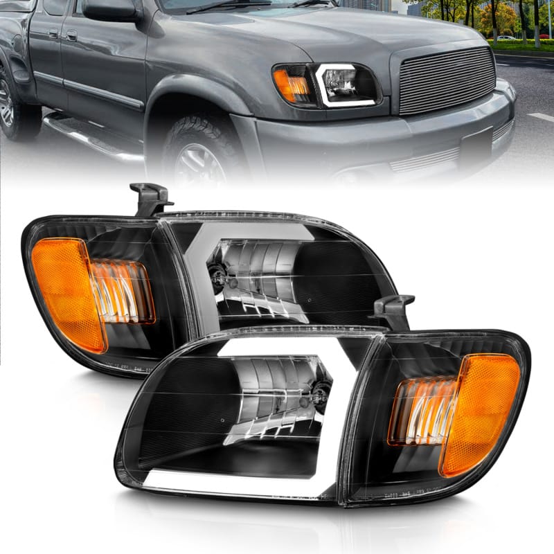 ANZO — ANZO 00-04 Toyota Tundra (Fits Reg/Acc Cab Only) Crystal Headlights w/Light Bar Black w/Corner Light
Head Light Set
HdLtSet