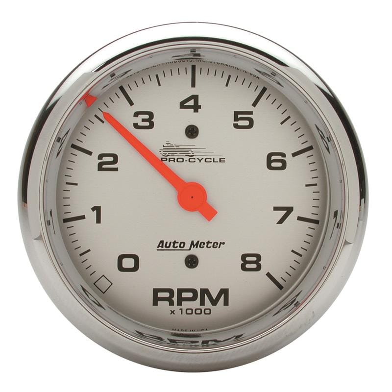 AutoMeter — Autometer Pro-Cycle Gauge Tach 3 3/4in 8K Rpm 2&4 Cylinder Silver
3.4" 8KRPM SLVR PC