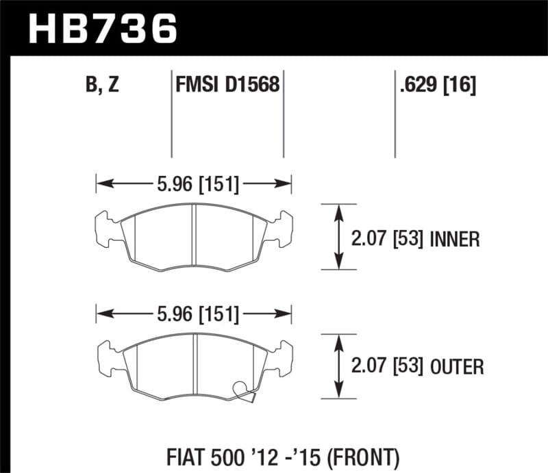 Hawk Performance — Hawk 14-16 Fiat 500 c Front ER-1 Brake Pads
Disc Brake Pad